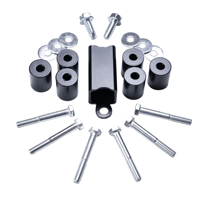 67-52050 – READYLIFT Skid Plate Spacer, For Use With TRD PRO Skid Plates Silver Aluminum With Spacers/ Hardware